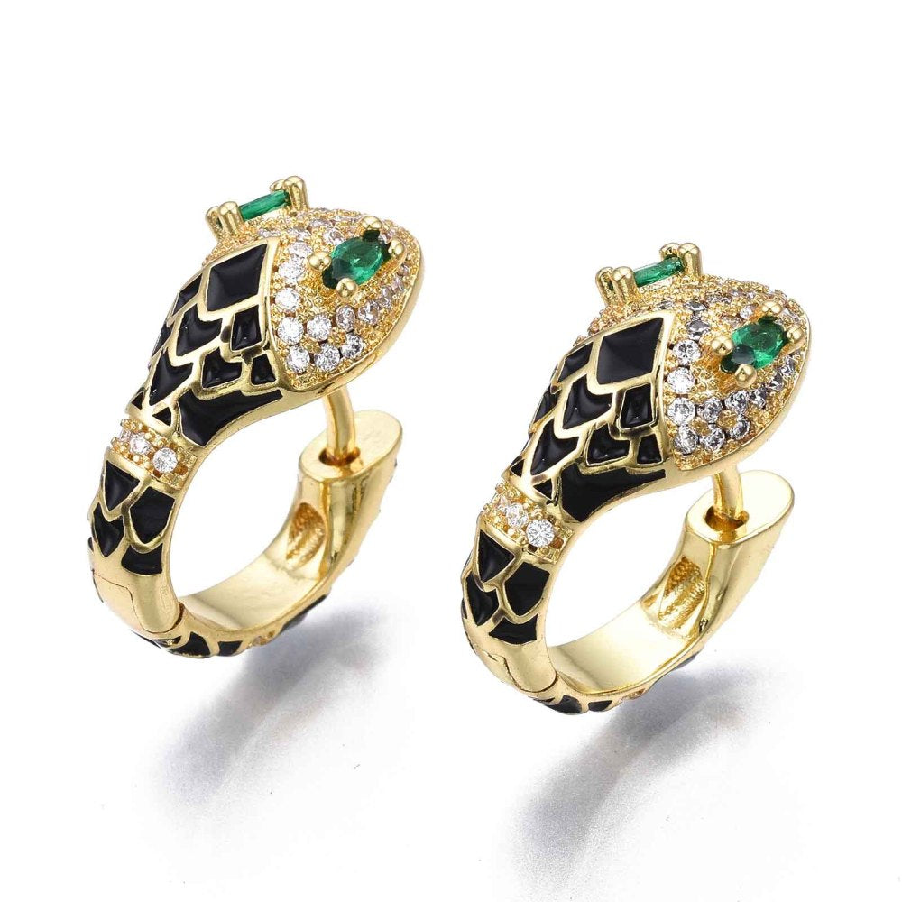 ARETES SNAKE EMERALD BLACK