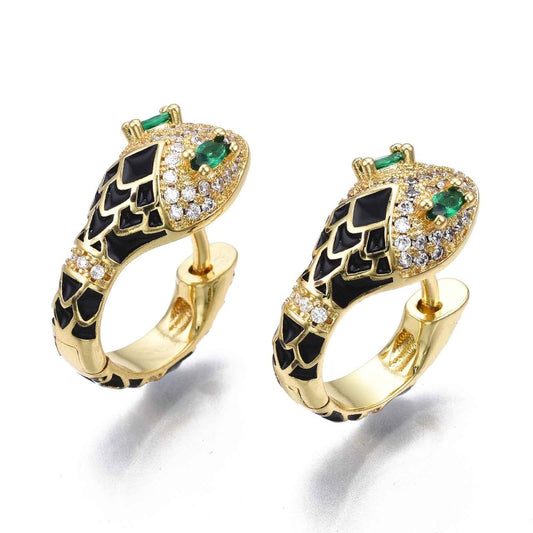 ARETES SNAKE EMERALD BLACK