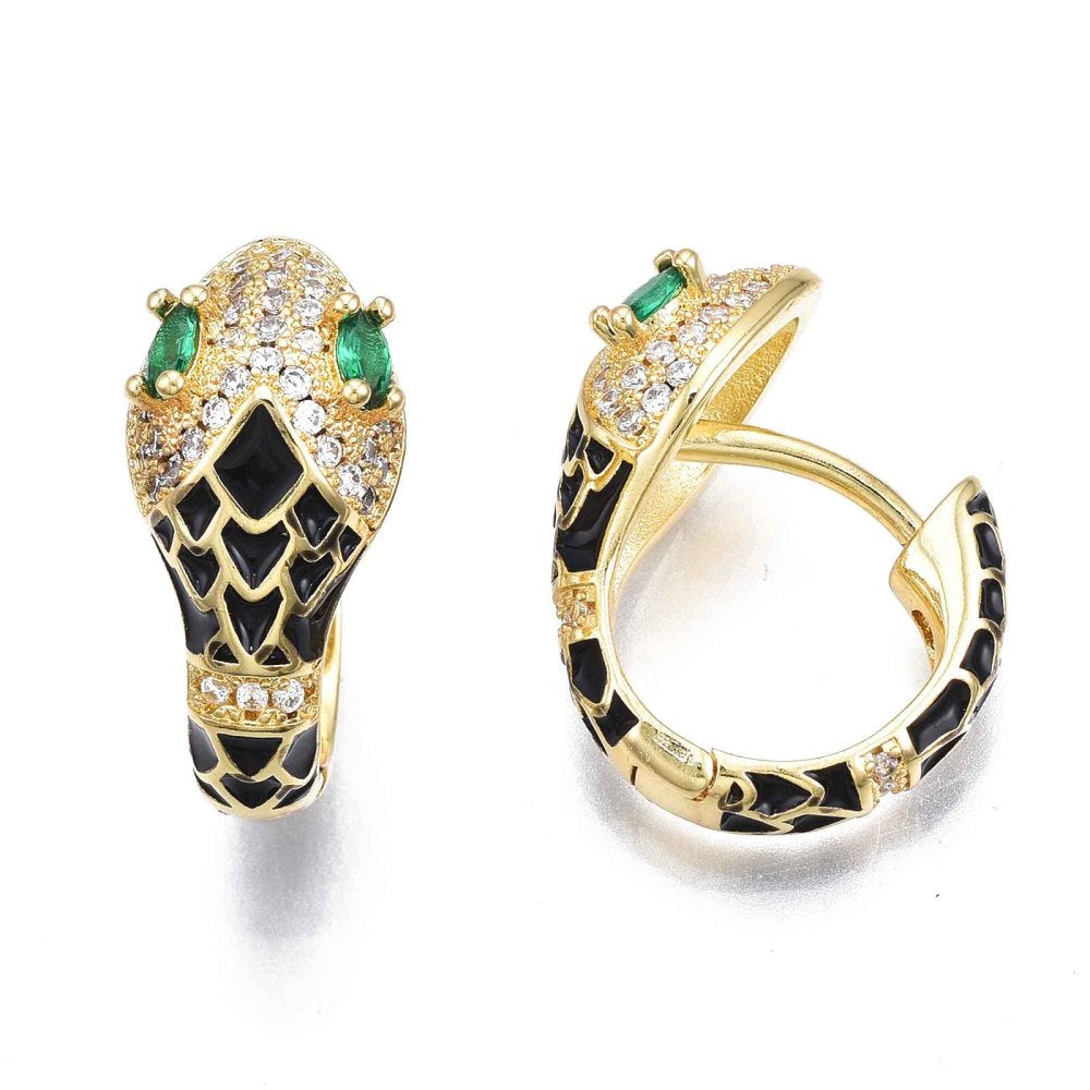 ARETES SNAKE EMERALD BLACK
