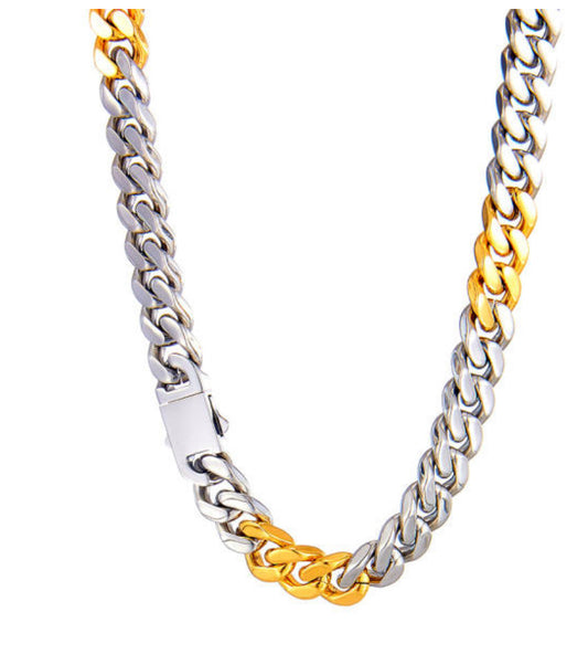 TWO TONE CUBAN STYLE CHAIN