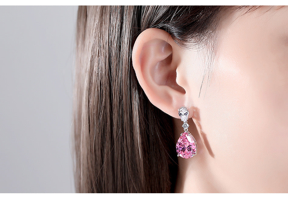 SILVER PINK EARRINGS