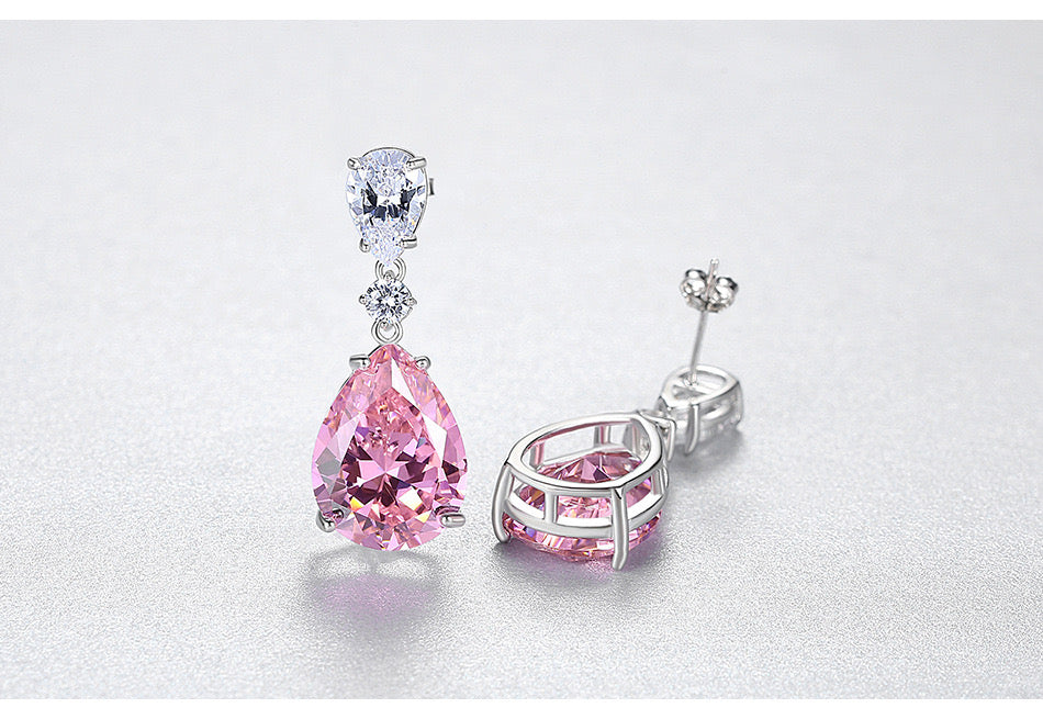 SILVER PINK EARRINGS