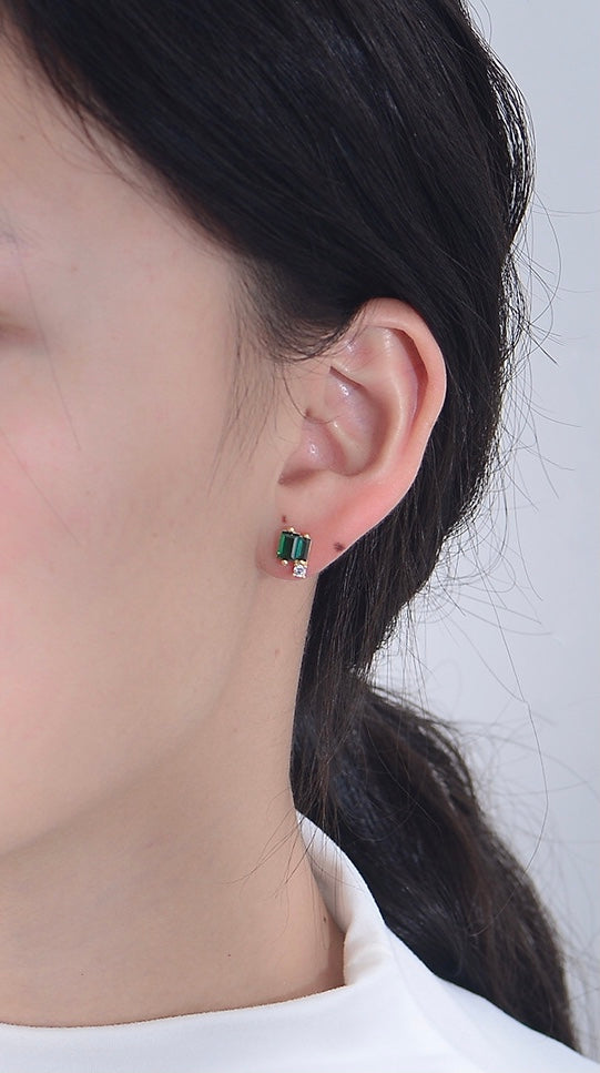 MINI EMERALD EAR STUDS