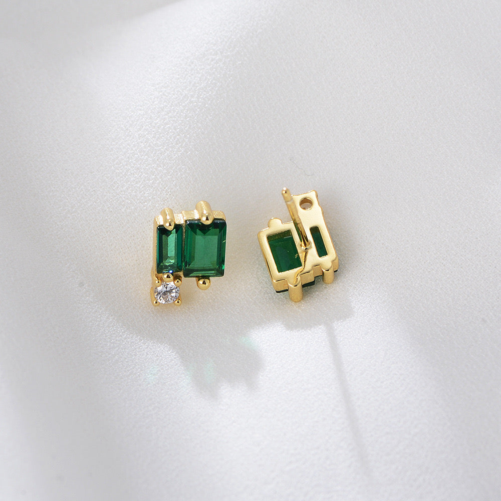 MINI EMERALD EAR STUDS