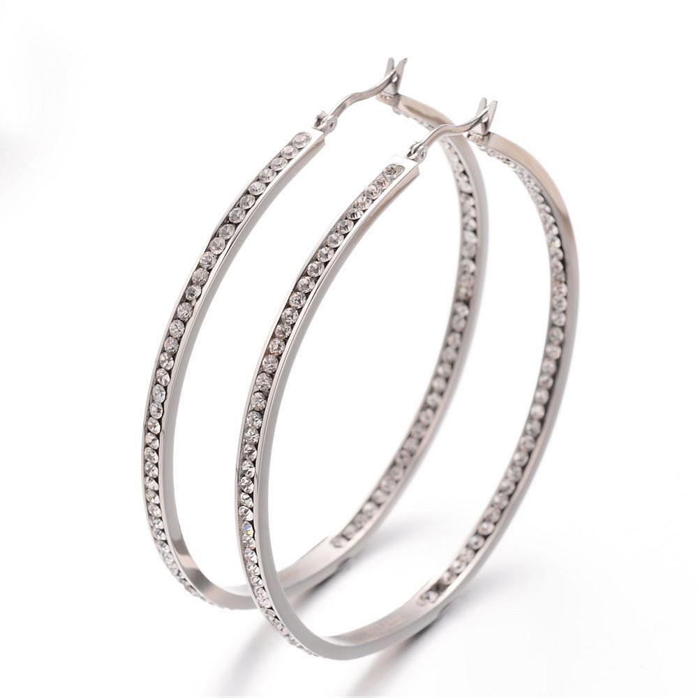 LARGE SILVER ZIRCONIA HOOPS