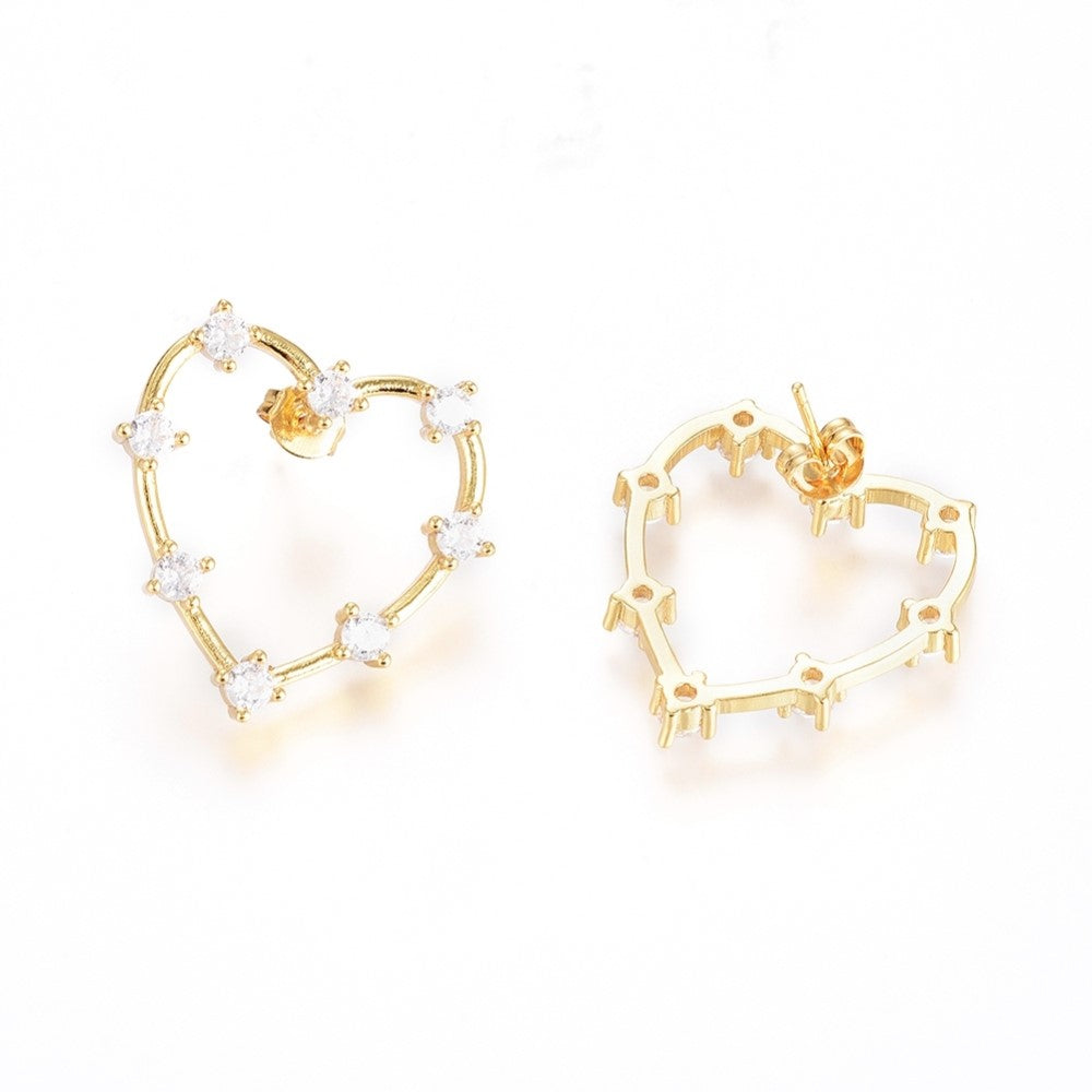 HEART EARRINGS WITH ZIRCONIAS.