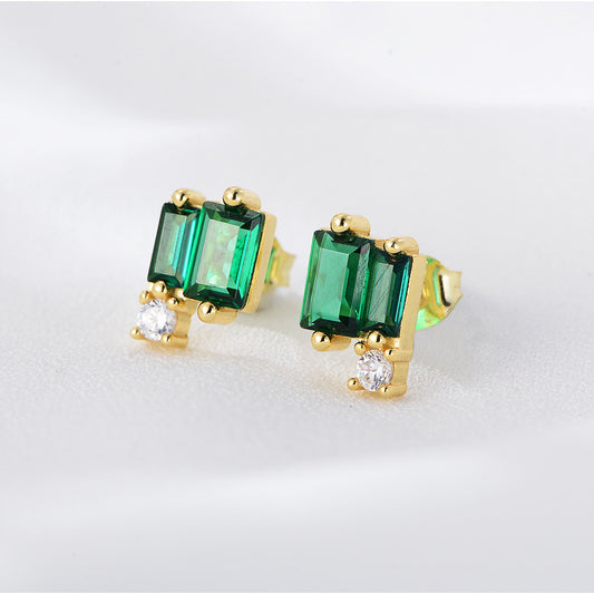 MINI EMERALD EAR STUDS